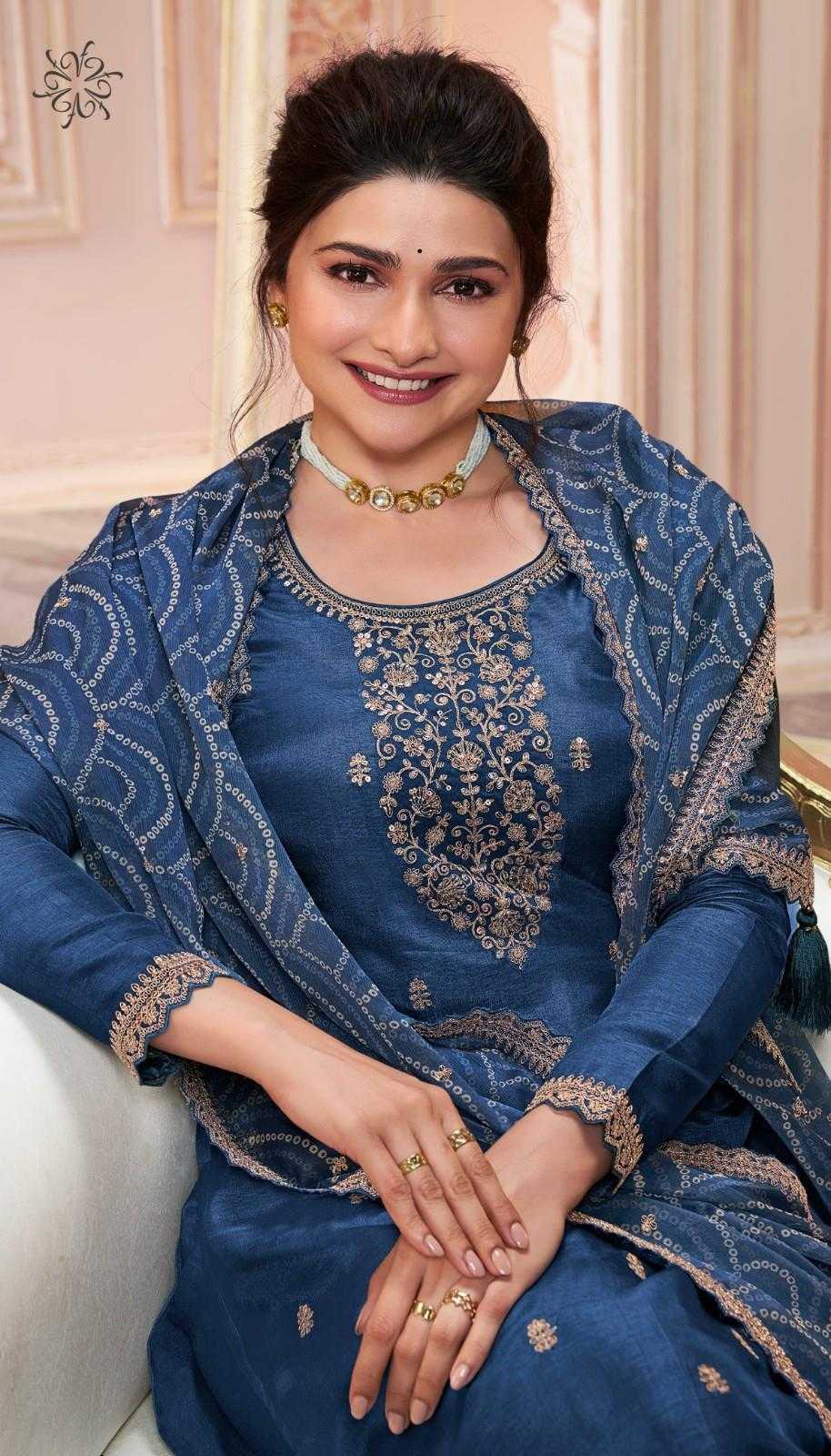 vinay saanjh embroidered silk georgette elegence style dress material 