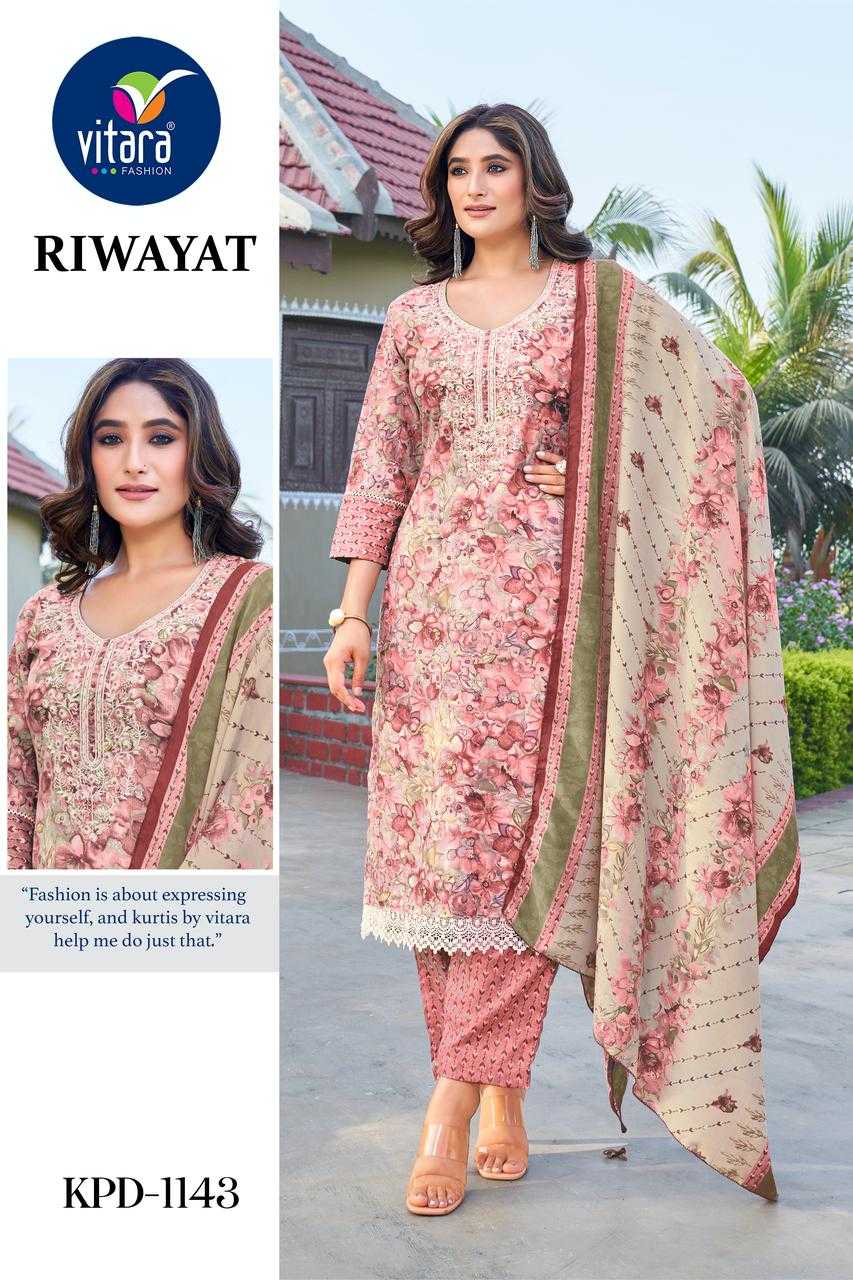 vitara riwayat cotton printed fully stitch combo set festive salwar suit