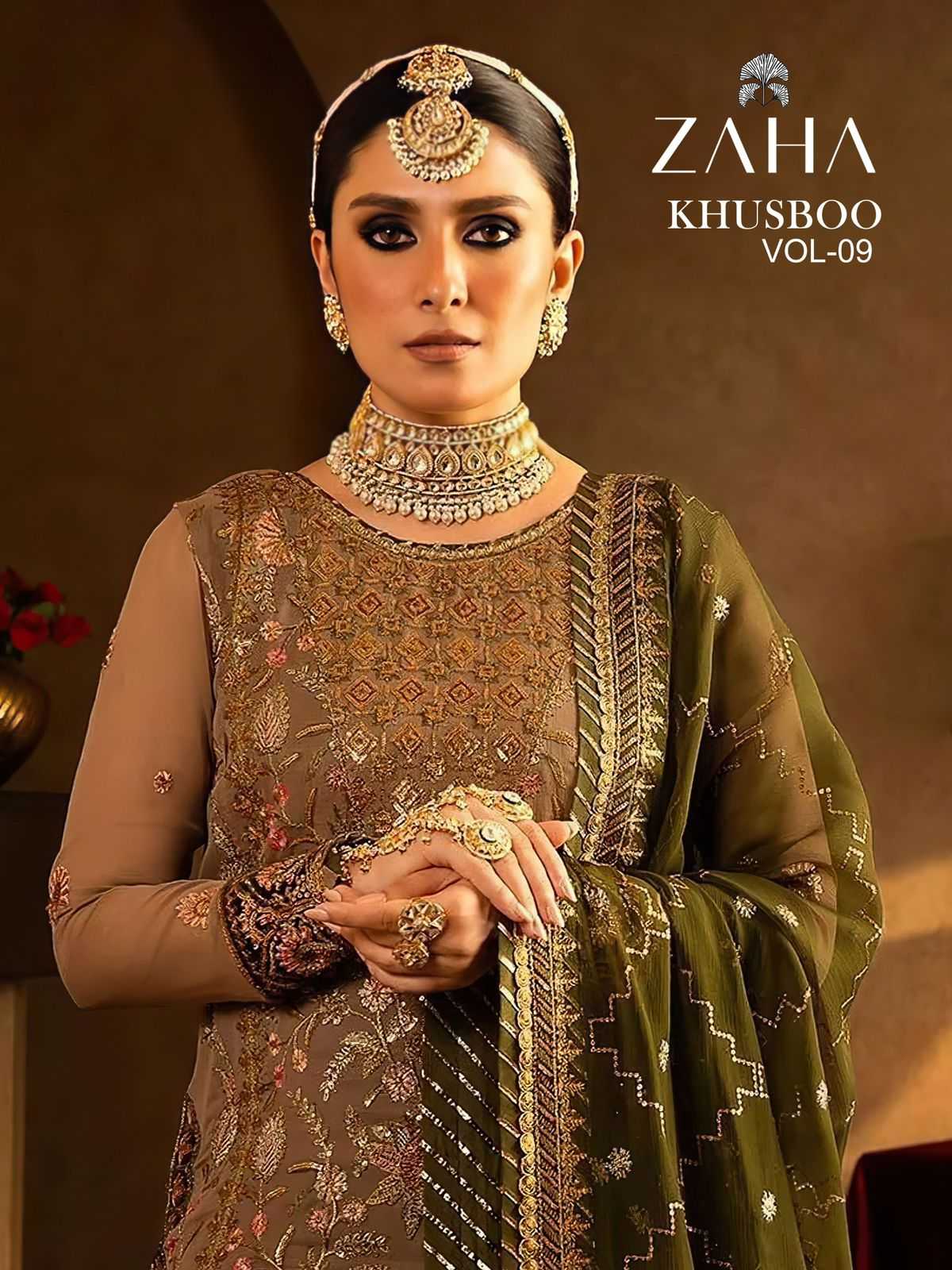 zaha khusboo vol 9 georgette stylish embroidered pakistani salwar kameez 