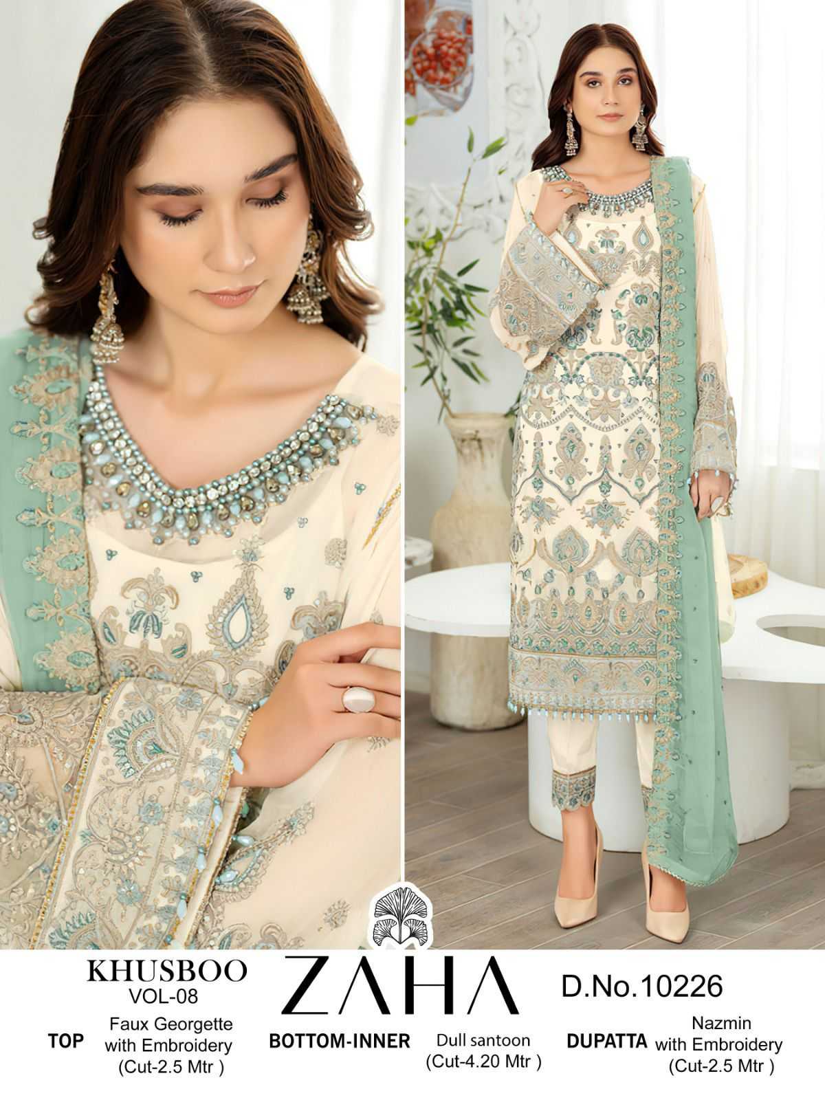 zaha khusboo vol 8 10226 georgette occasion wear pakistani single salwar suit 