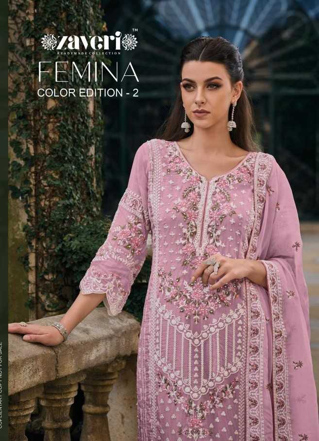 zaveri femina colour edition vol 2 embroidery work original pakistani full stitch salwar suit 