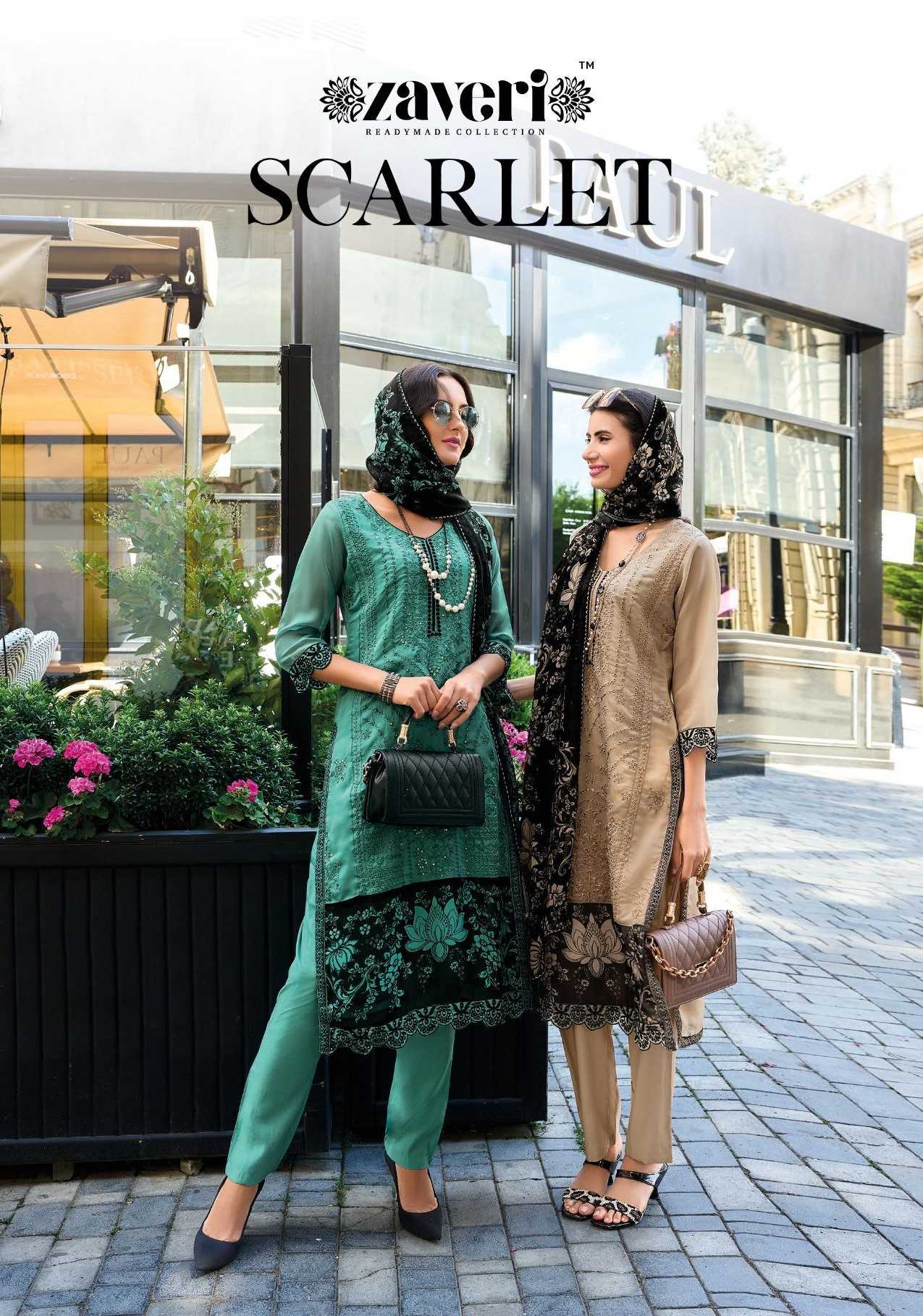 zaveri scarlet organza original pakistani embroidery work full stitch salwar kameez 