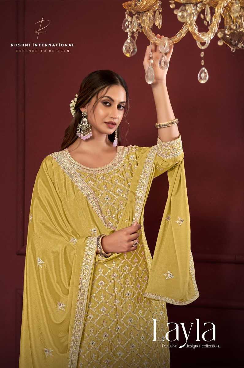 zubeda layla chinon si̇lk embroidery work traditional wear fully stitch salwar suit  