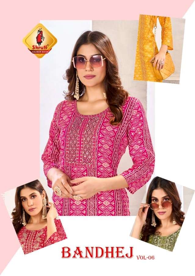 bandhej vol 6 by shruti suits bandhani print mirror work big size readymade 3pcs dress