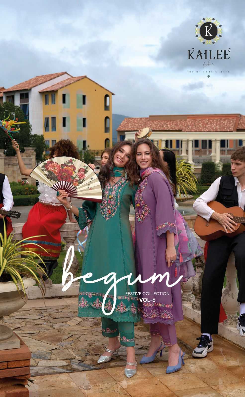 begum vol 6 by kailee fashion viscose full stitch party wear suits for women 