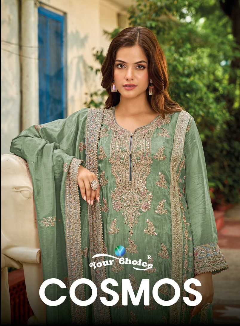 cosmos by your choice full stitch party wear pakistani 3pcs dress