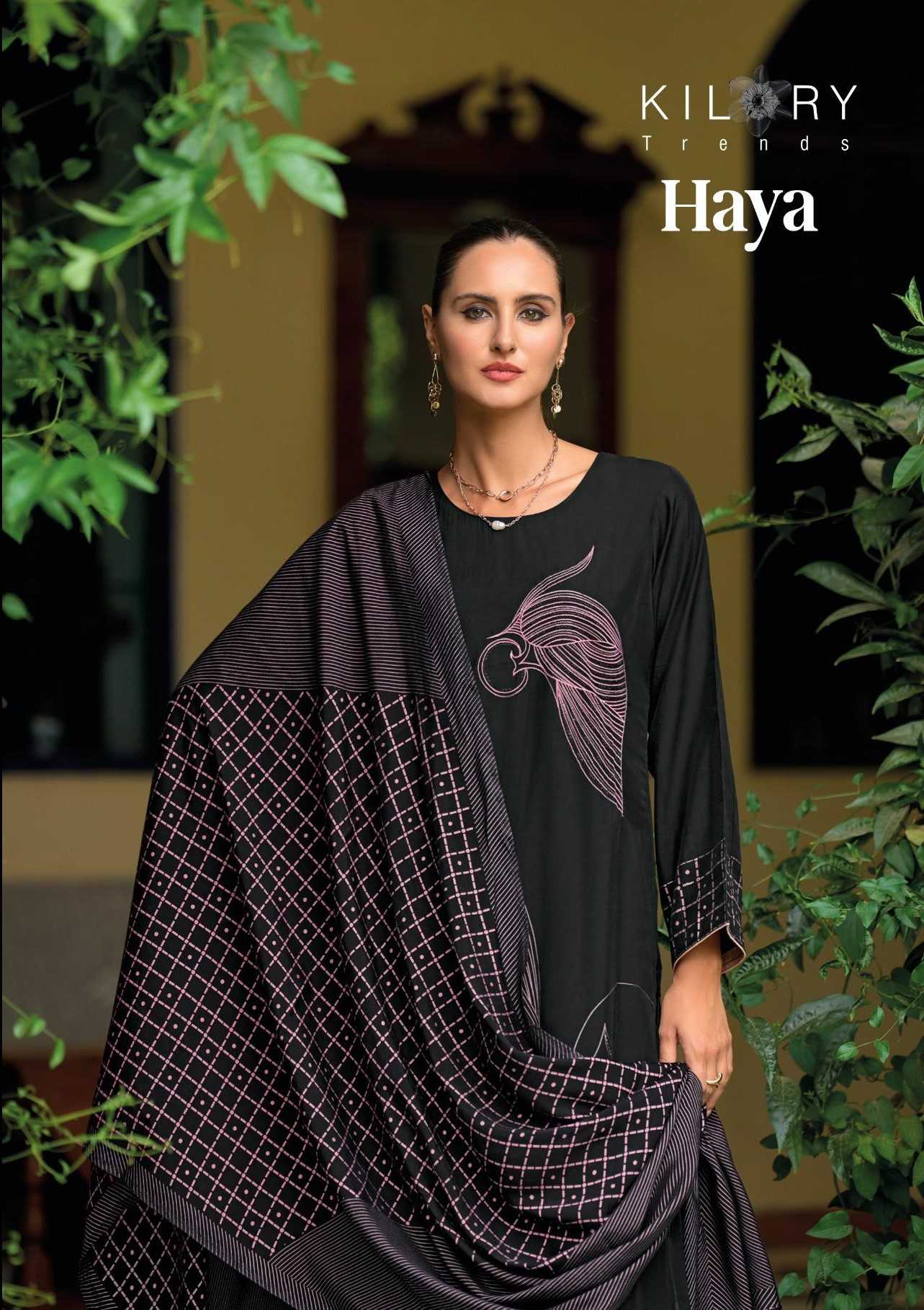 haya by kilory trendz foil printed viscose 3pcs ladies suits