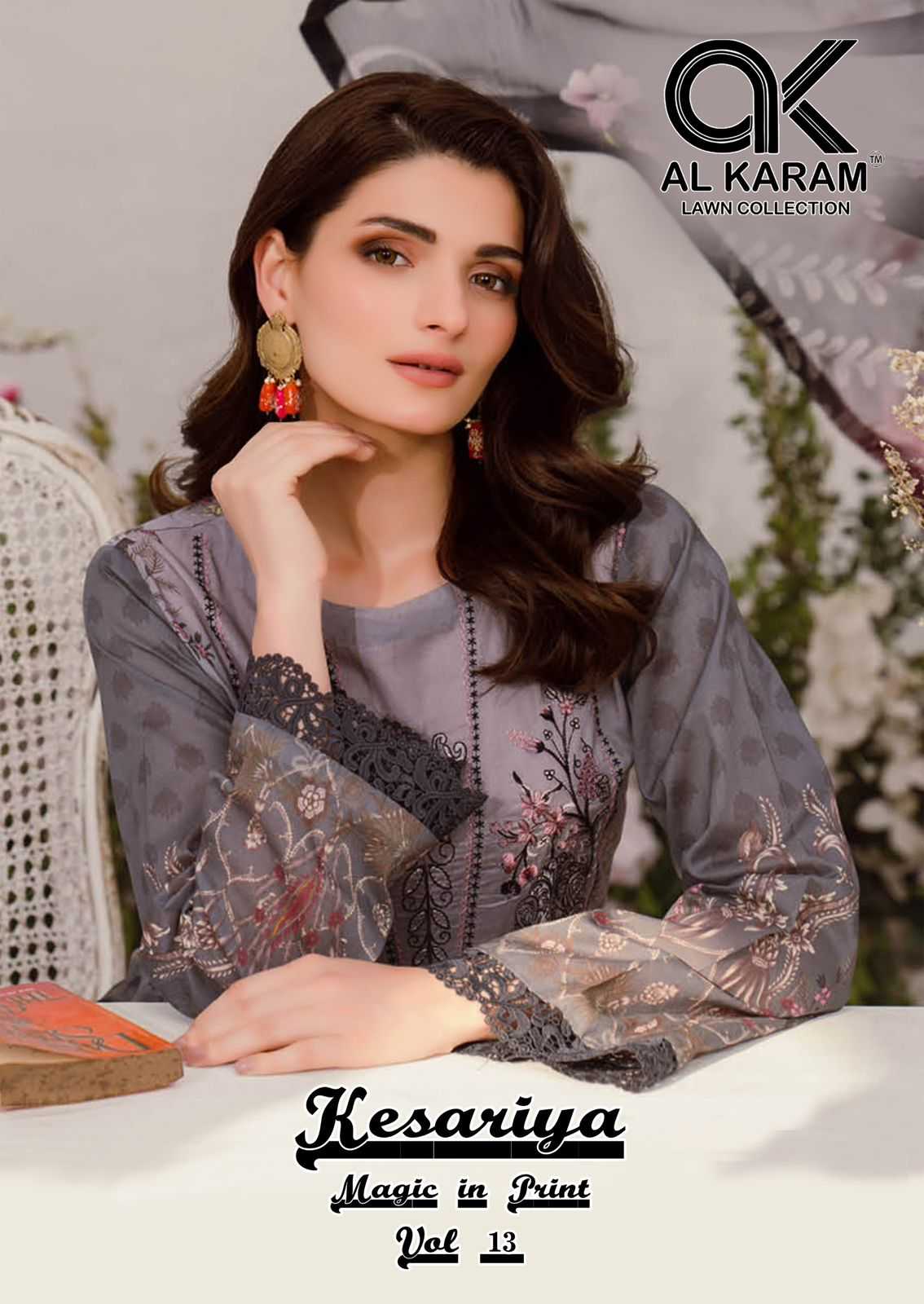 kesariya magic in print vol 13 by al karam cotton printed pakistani dress 