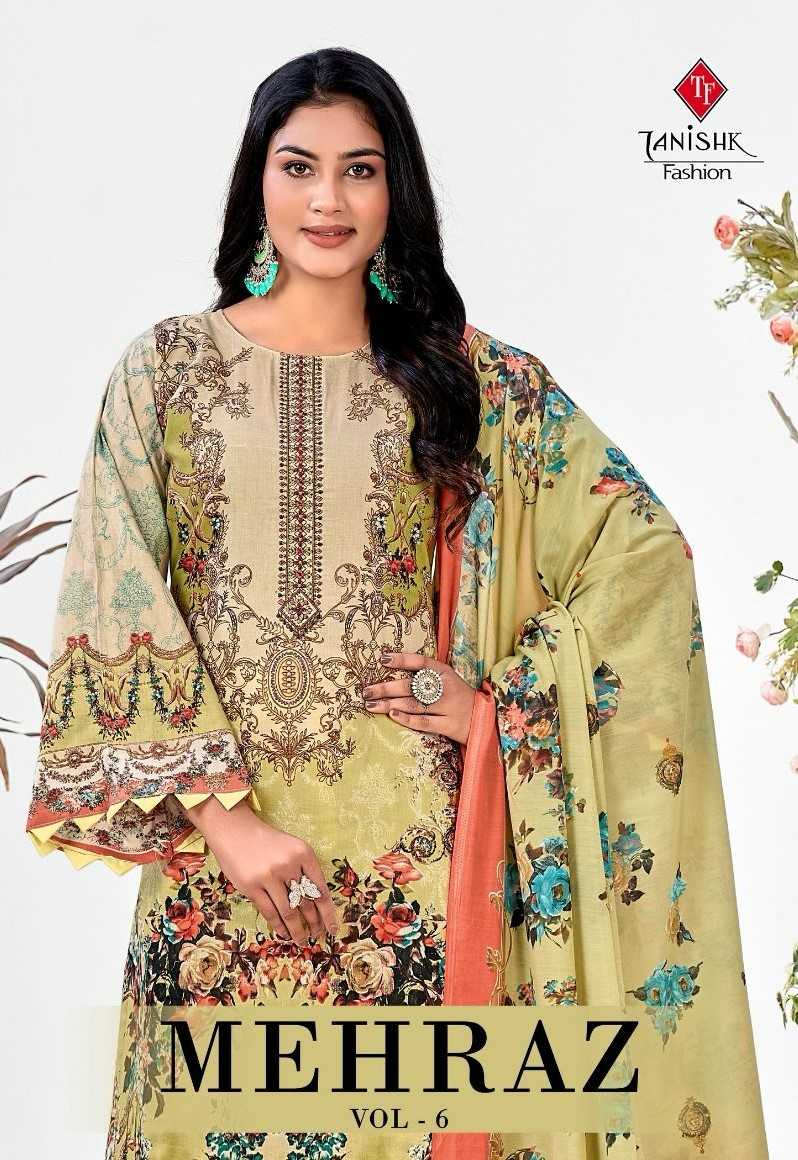 mehraaz vol 6 by tanishk fashion embrodery pakistani cotton suits