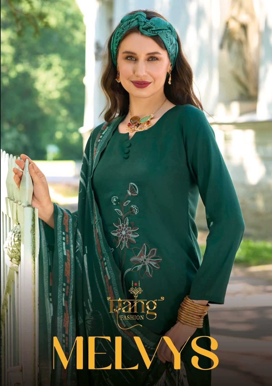 melvys by rang fashion muslin embroidery work unstitch salwar kameez 