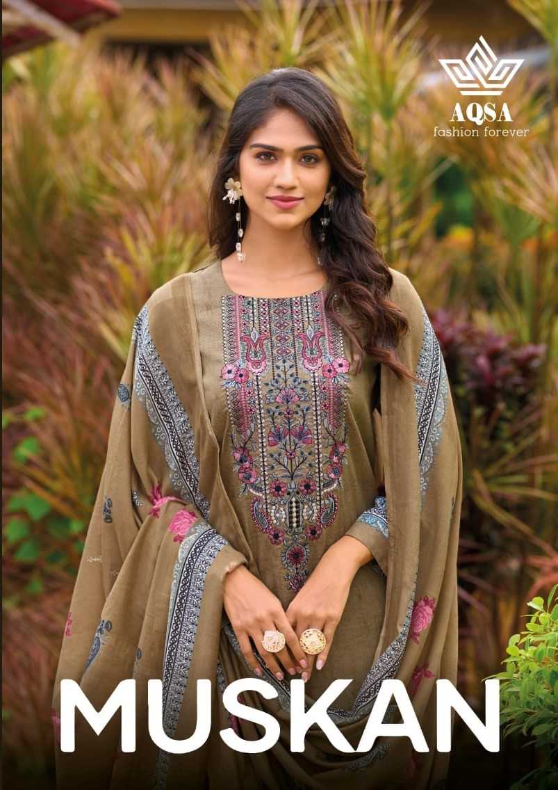muskan by aqsa fashion cambric cotton modern pakistani salwar kameez 