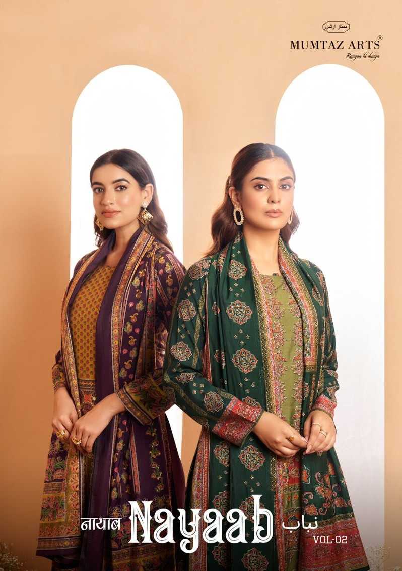 nayaab vol 2 by mumtaz arts foil print embroidery suits online