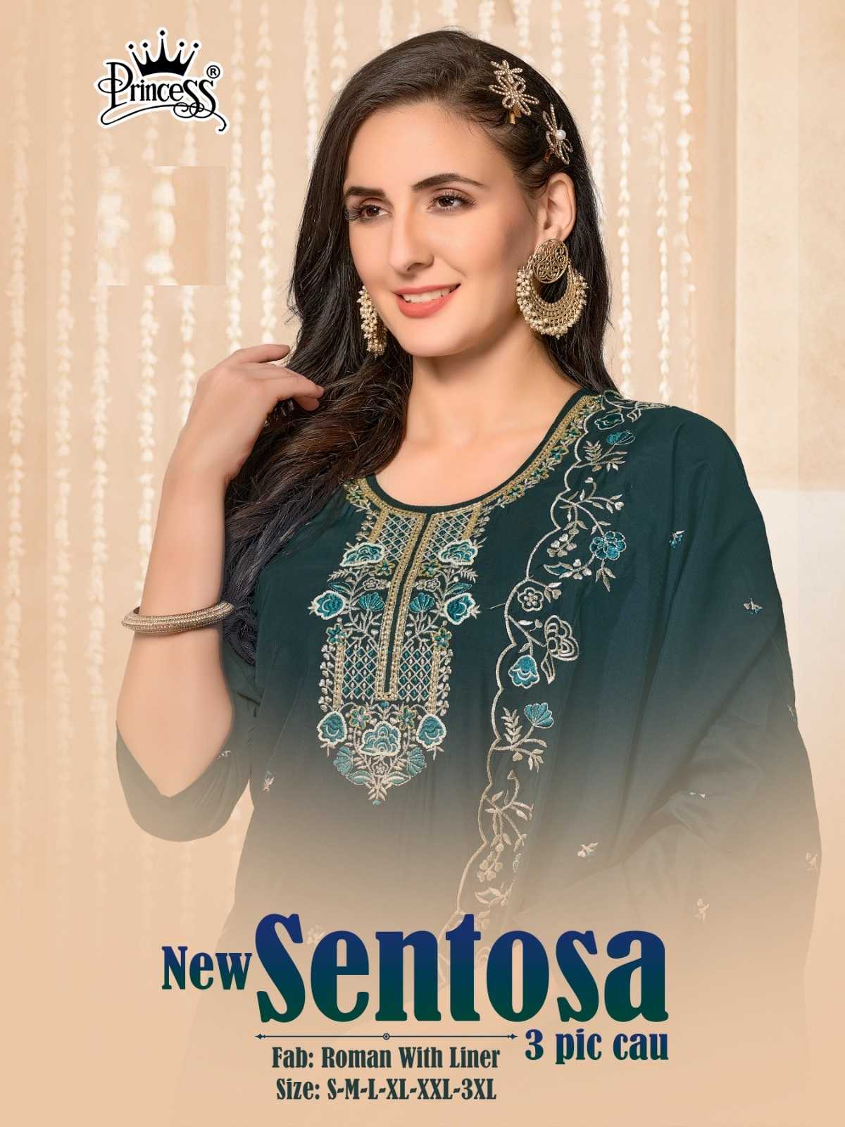princess sentosa with handwork roman silk full stitch stylish 3pcs dress
