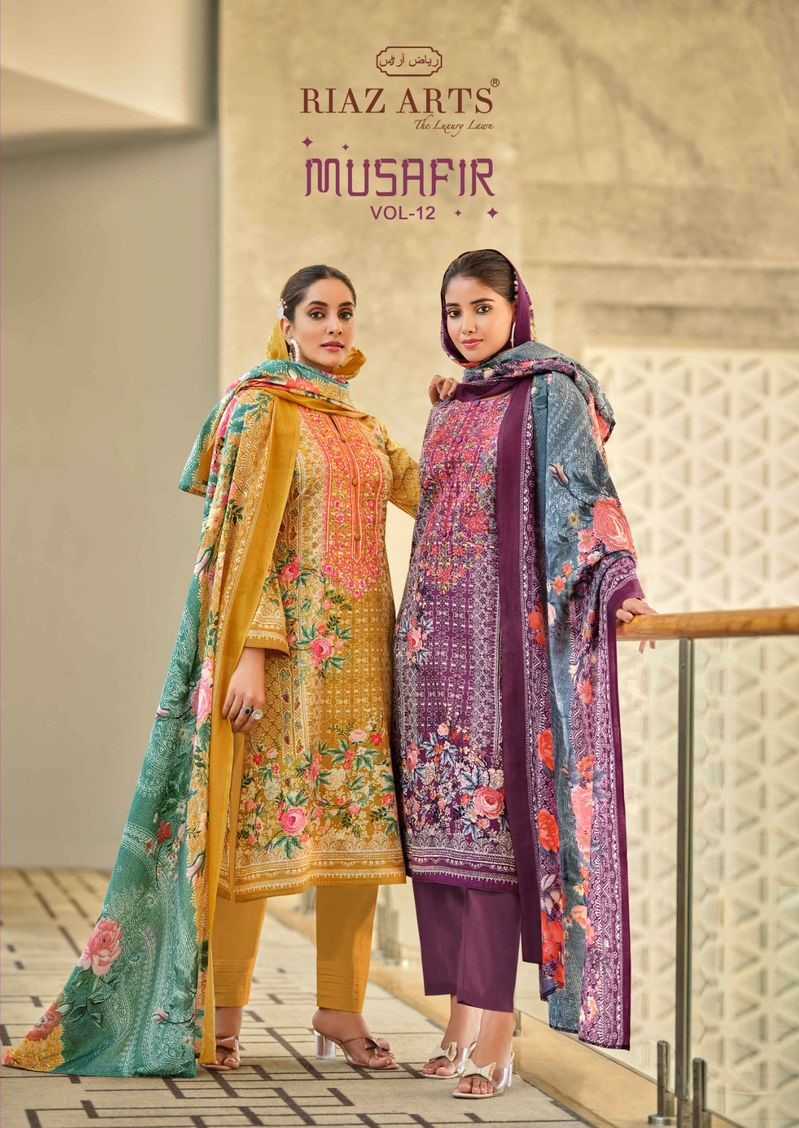 riaz arts musafir vol 12 pakistani style lawn salwar suits collection