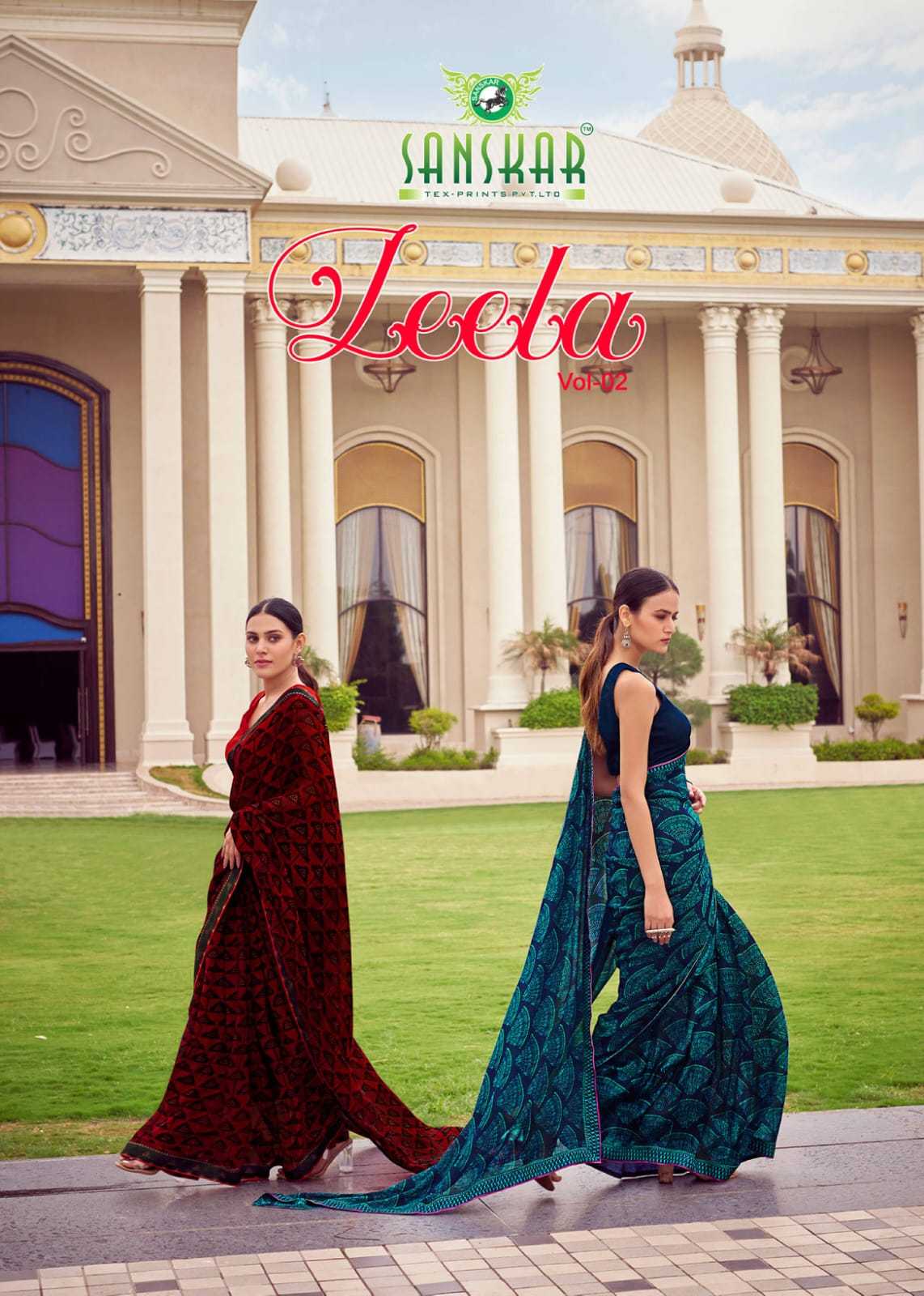 sanskar tex prints leela vol 2 bember georgette colour print saree