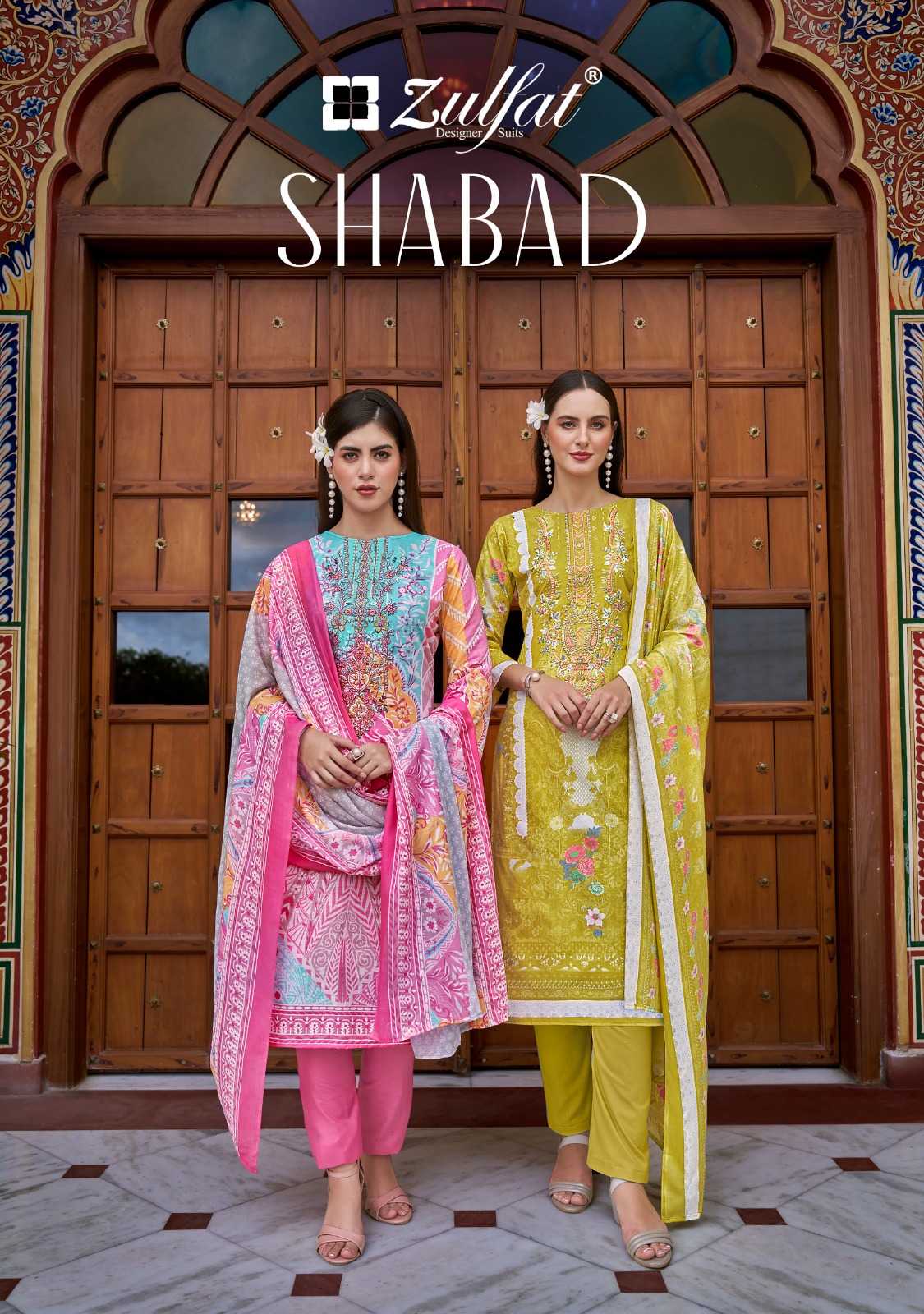 shabad by zulfat embroidry work printed unstitch suits