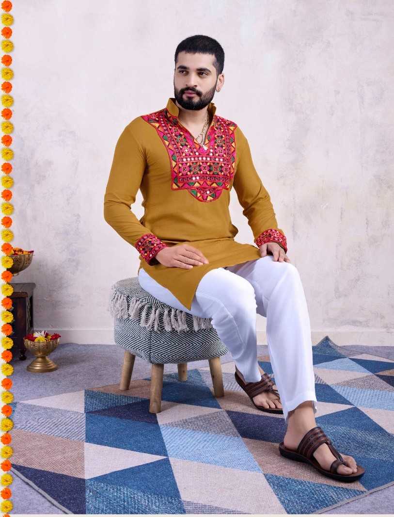 shubhvastra vastra vol 5 rayon embroidered work full stitch navratri mens kurta 