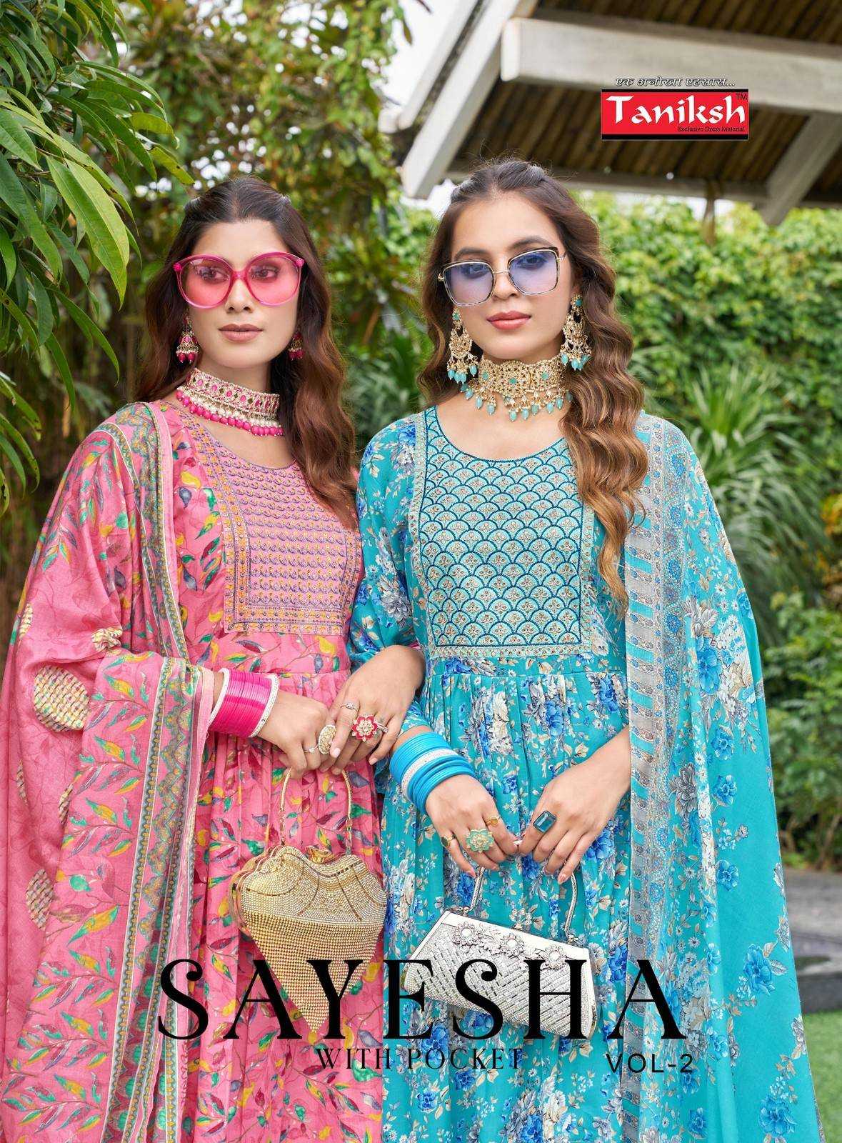 taniksh sayesha vol 2 readymade nyra cut cotton print classic dress
