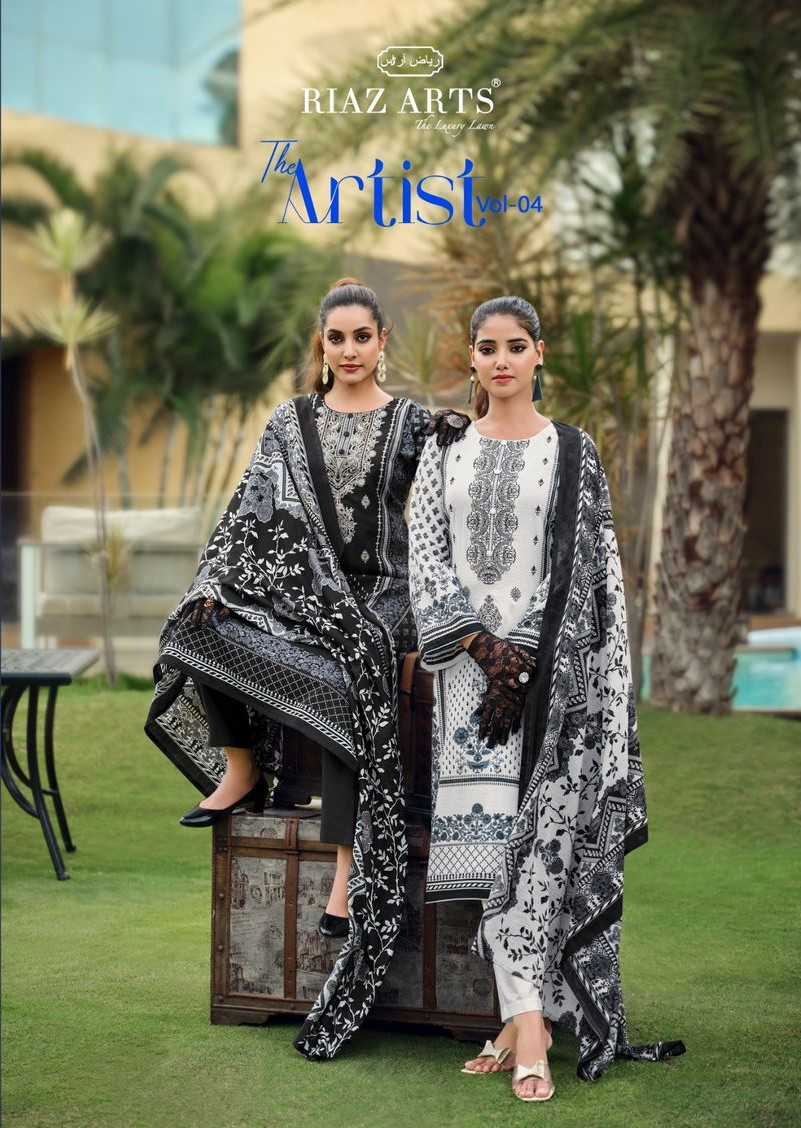 the artist vol 4 by riaz arts karachi lawn cambric pakistani suits