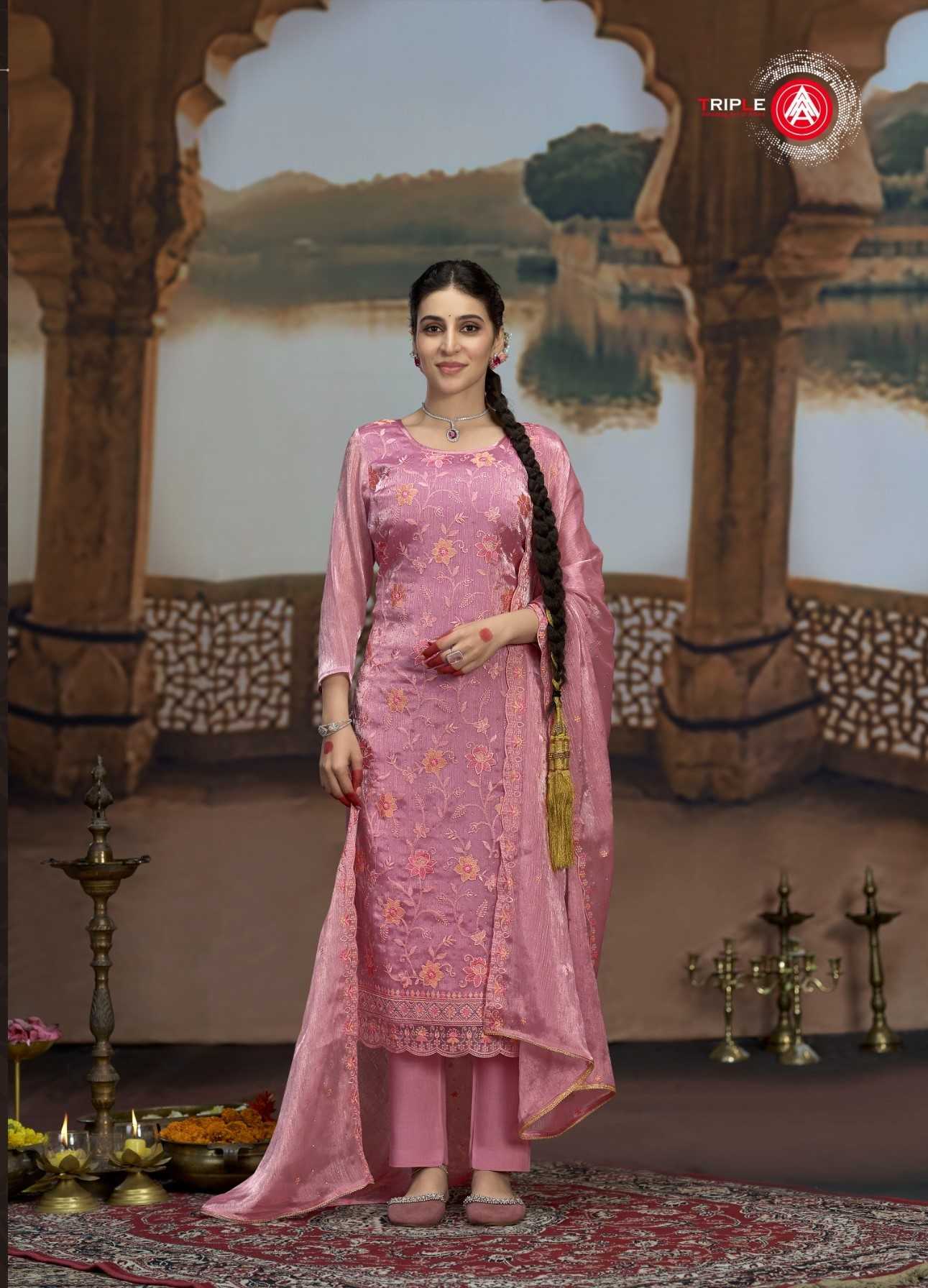 triple a oscar berberry silk designer 3pcs dress online shopping 