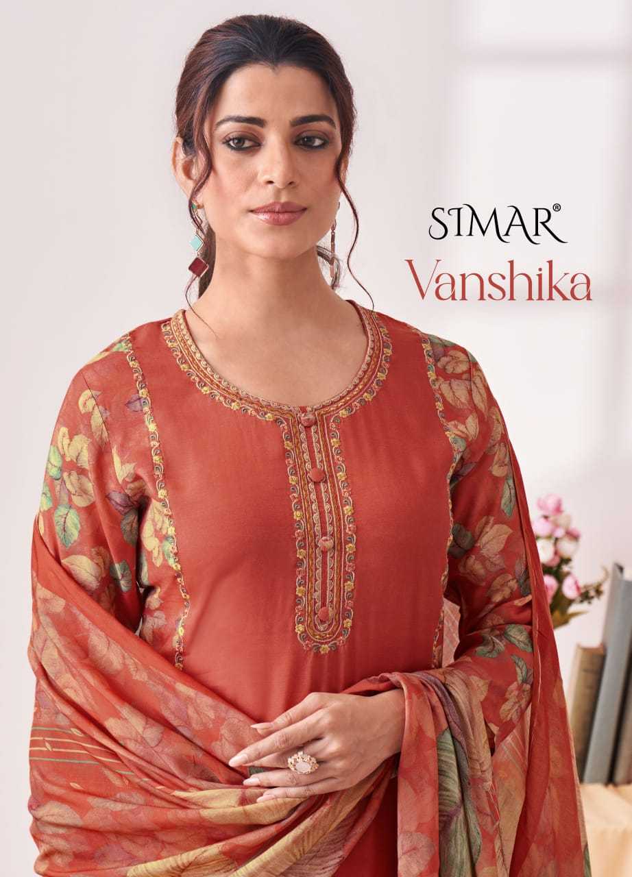 vanshika by glossy 6023 viscose muslin designer dress material exports 