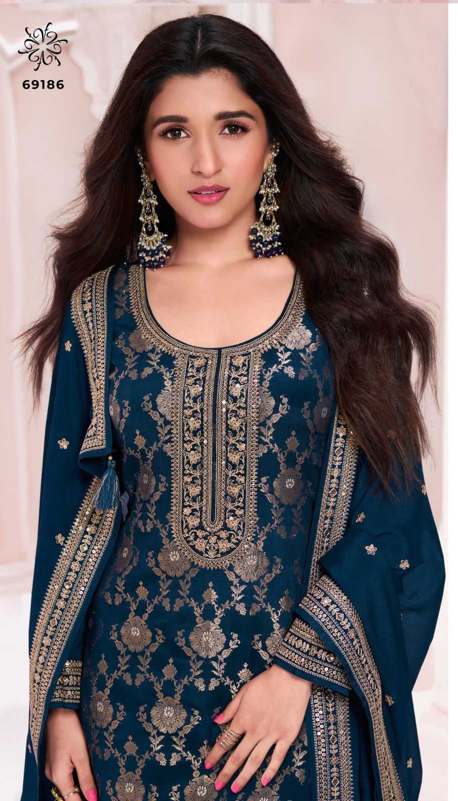 vinay kuleesh nidhi fancy jacquard chinon suits for ladies