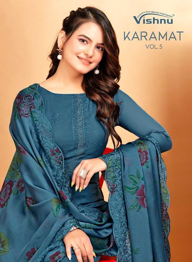 Vishnu impex karamat vol 5 silk georgette stylish look dress material 