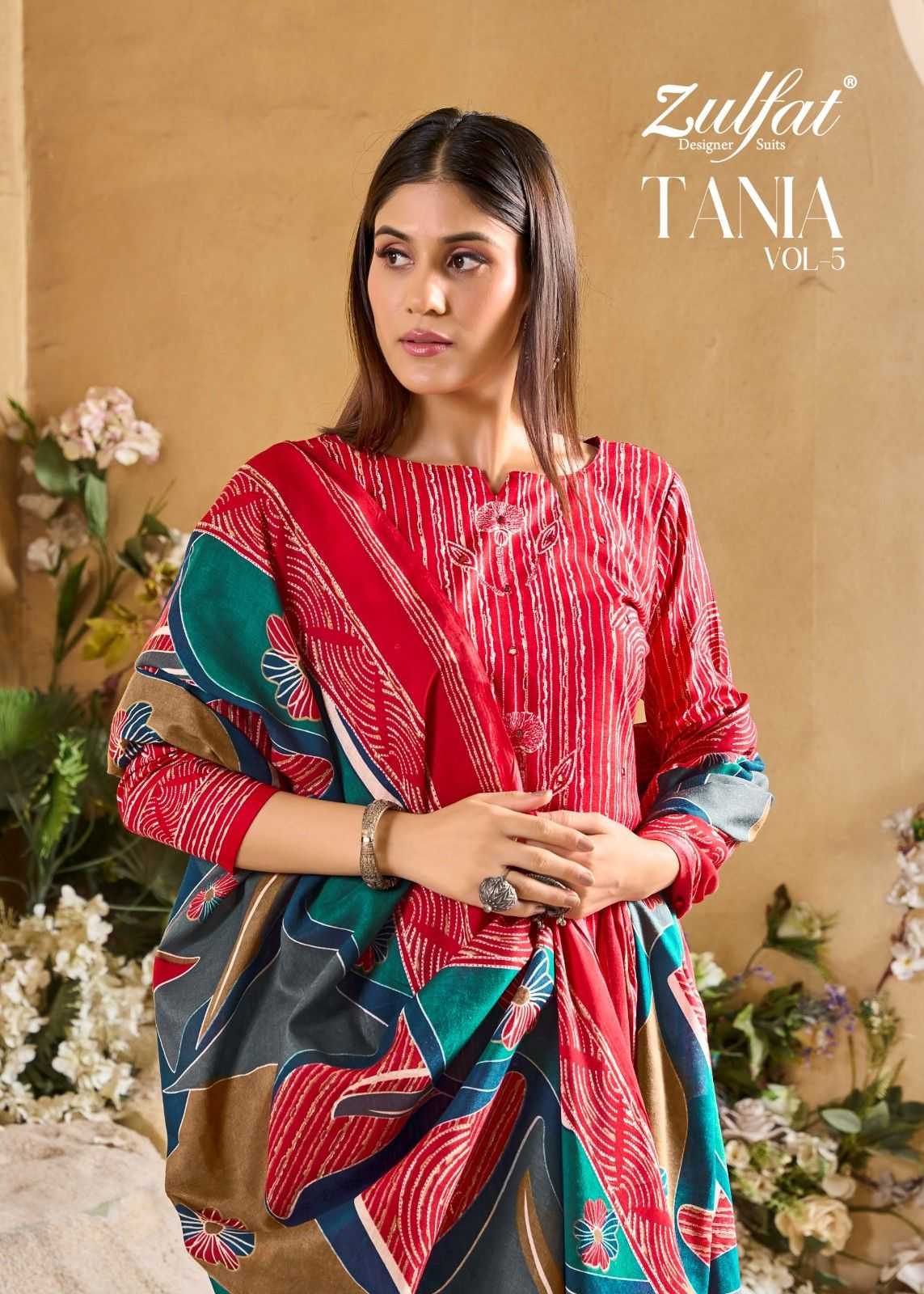 zulfat tania vol 5 designer print cotton suits wholesaler