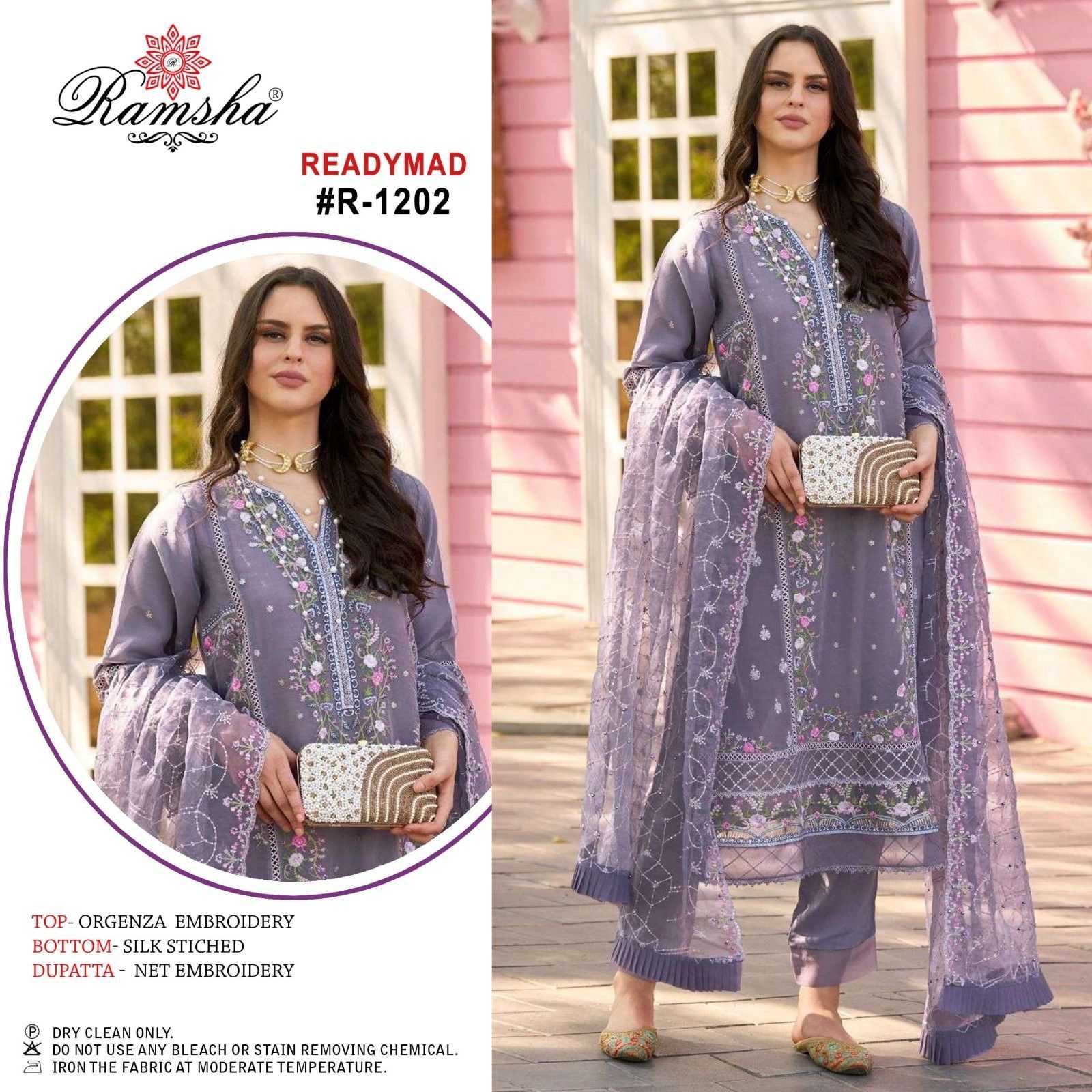 1202 by ramsha organza readymade modern pakistani classic 3pcs dress