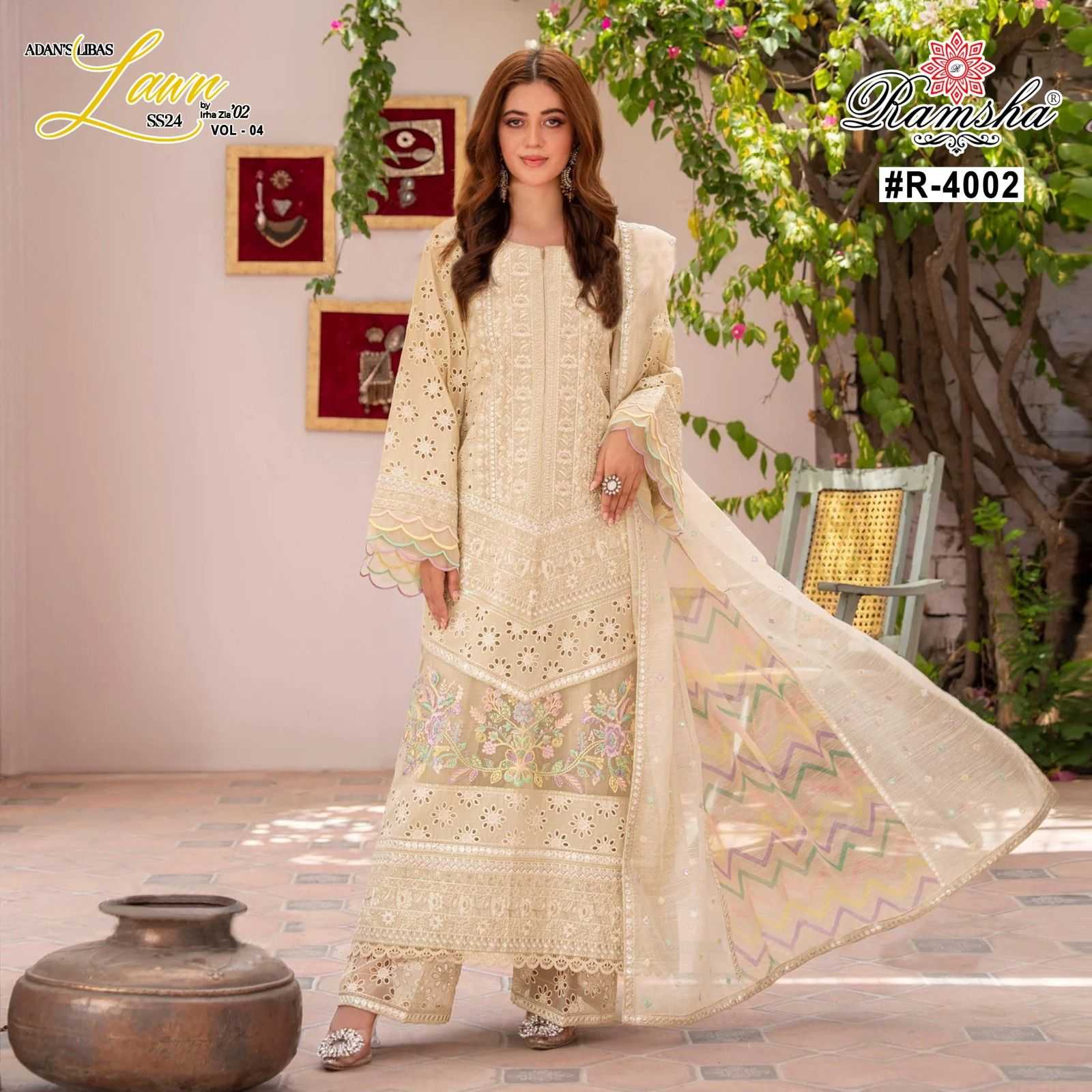 adan libas vol 4 by ramsha readymade cambric boring designer pakistani ladies suit
