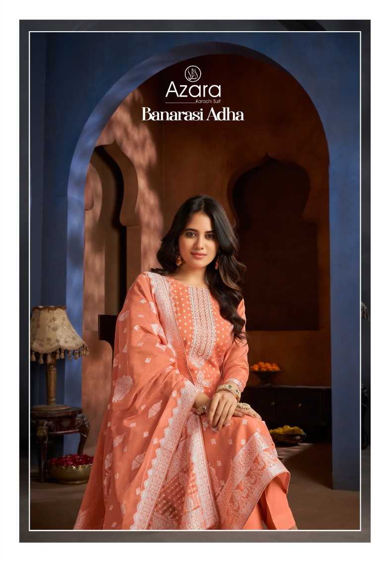 banarasi adha by azara radhika cotton jacquard stylish dress material  