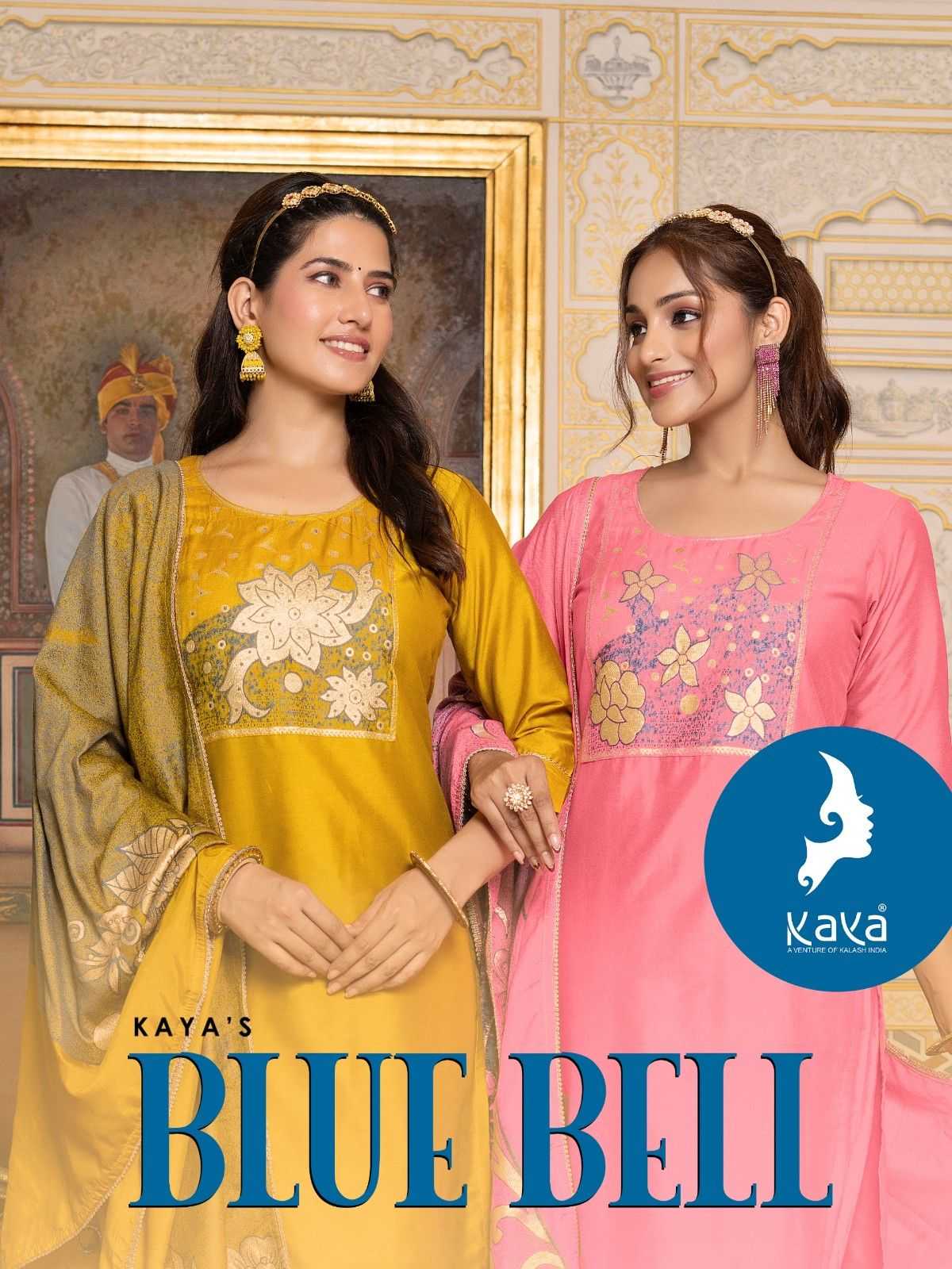 blue bell by kaya viscose chanderi big size readymade trendy suits online