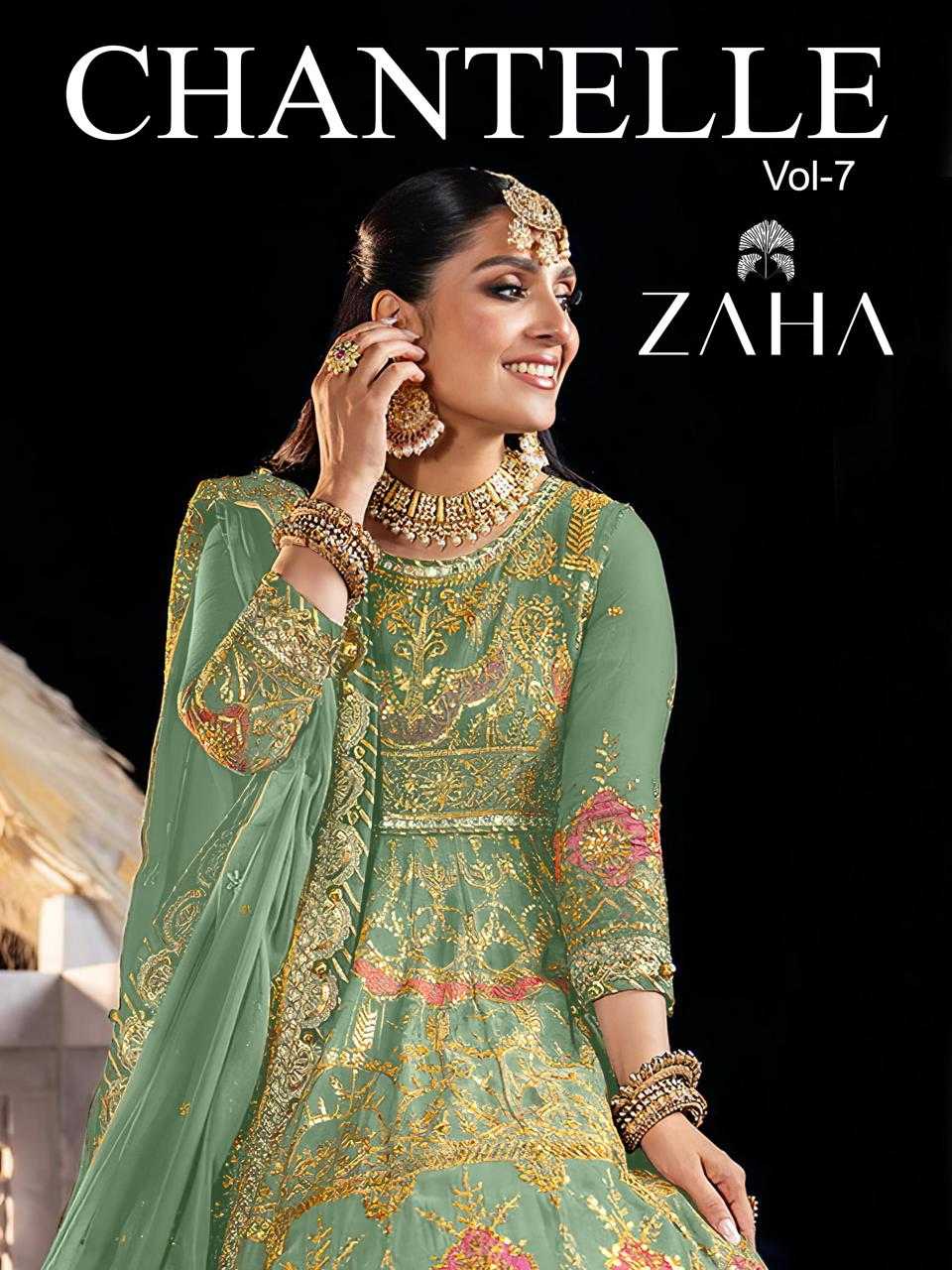 chantelle vol 7 by zaha amazing work butterfly net full stitch big size pakistani suits