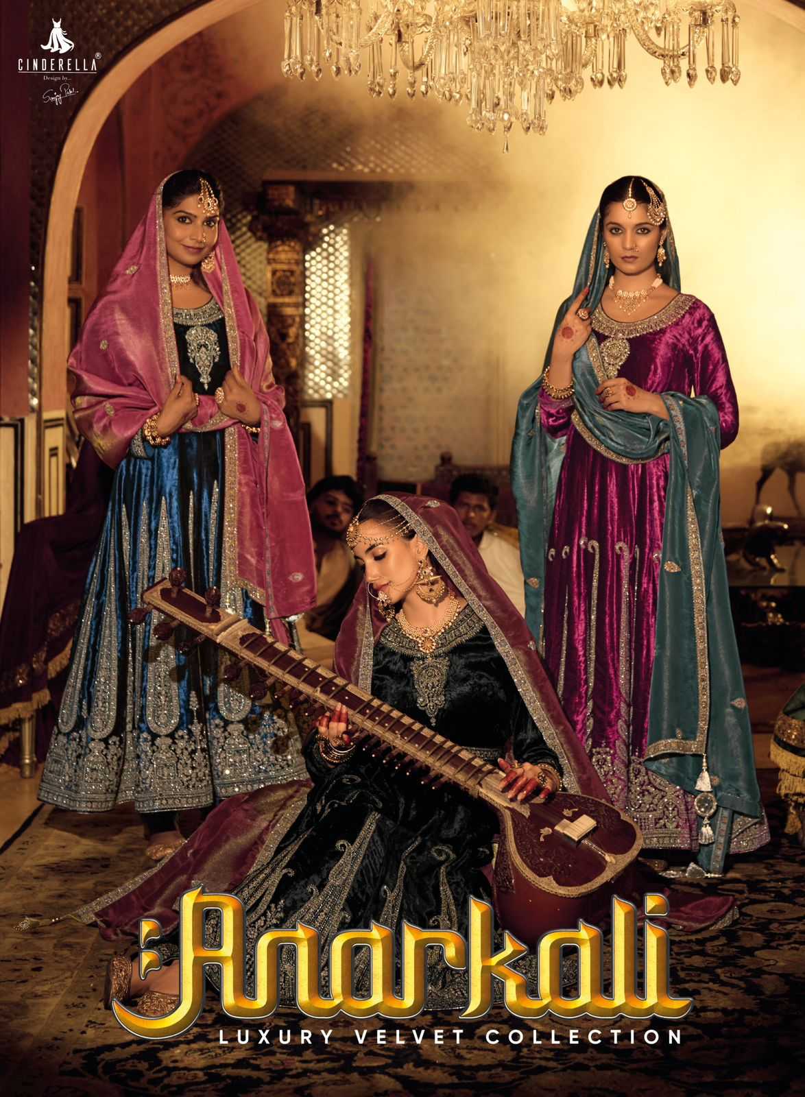 cinderella anarkali viscose velvet traditional winter 3pcs dress 