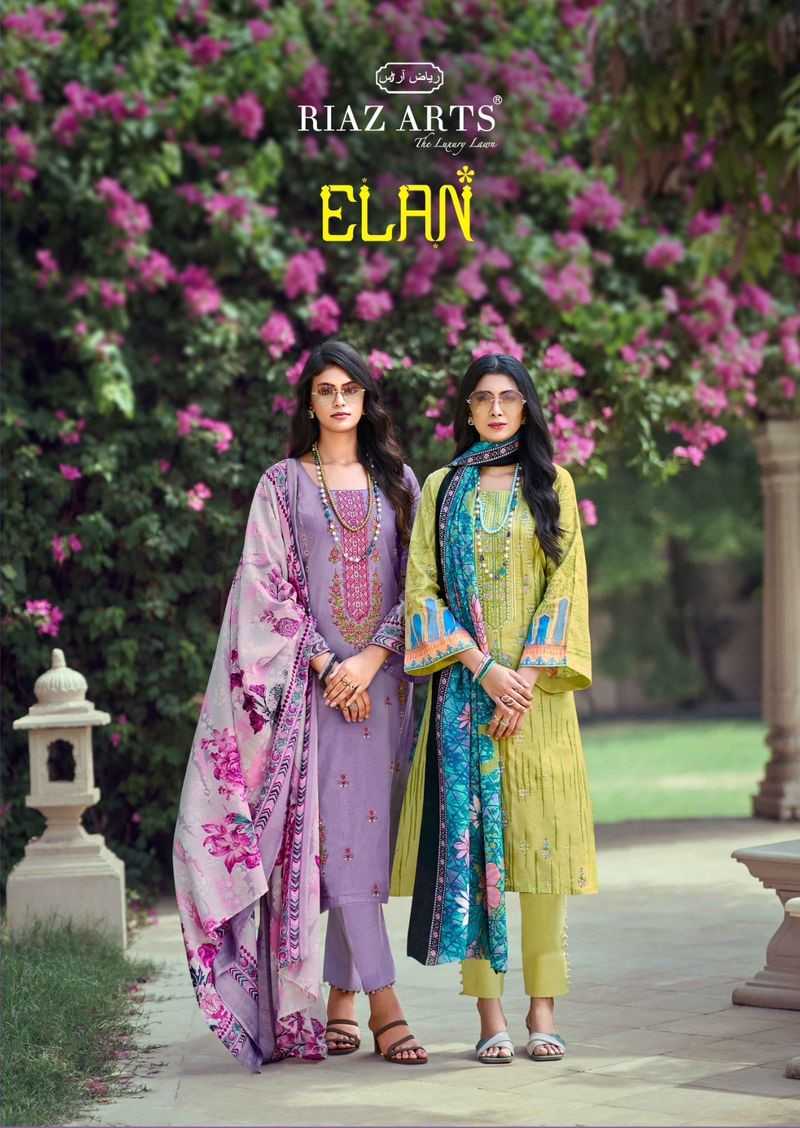 elan by riaz artz beautiful look karachi lawn printed unstitch suits
