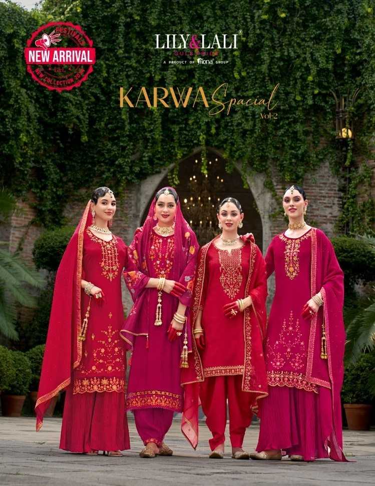 karwa special vol 2 by lily & lali viscose silk function wear full stitch suit 