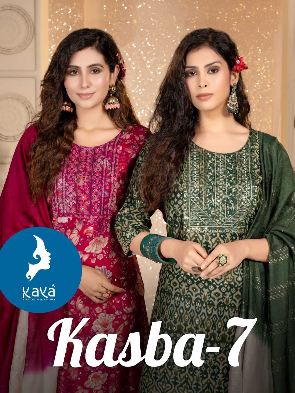 kasba vol 7 by kaya chanderi modal print readymade classic big size ladies suit 