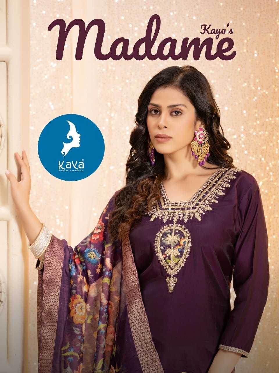 kaya madame roman silk pretty look full stitch salwar suit 