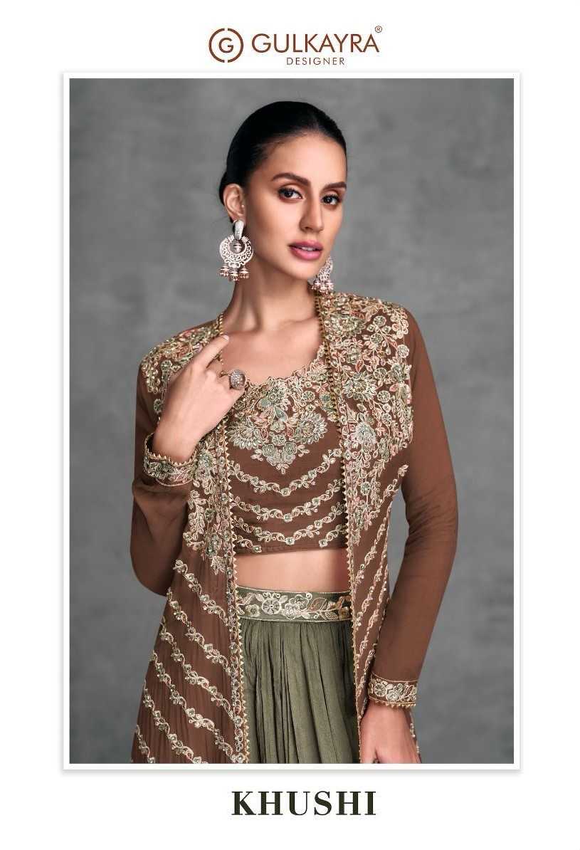 khushi by gulkayra designer chinon readymade classic indo western 3pcs dress