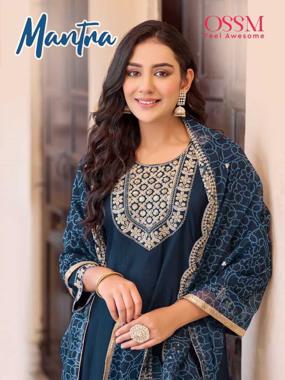 mantra by ossm viscose roman silk readymade casual 3pcs dress