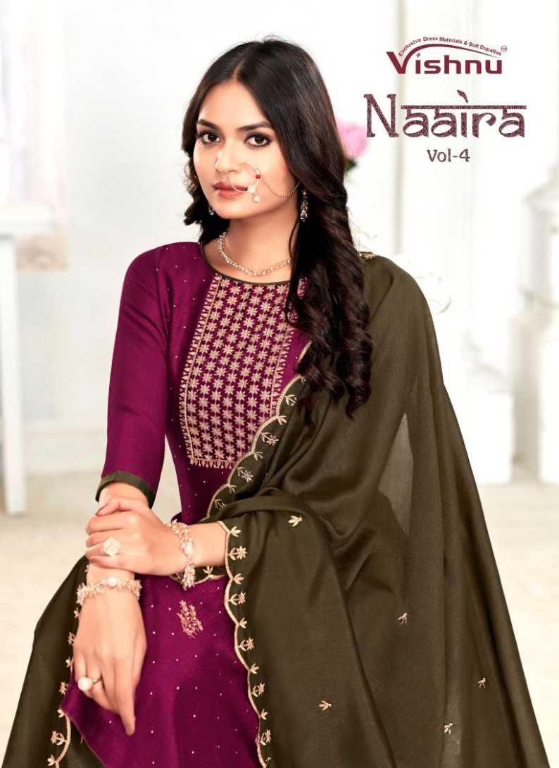 Naaira vol 4 by vishnu designer classic look vichitra full stitch salwar suit 