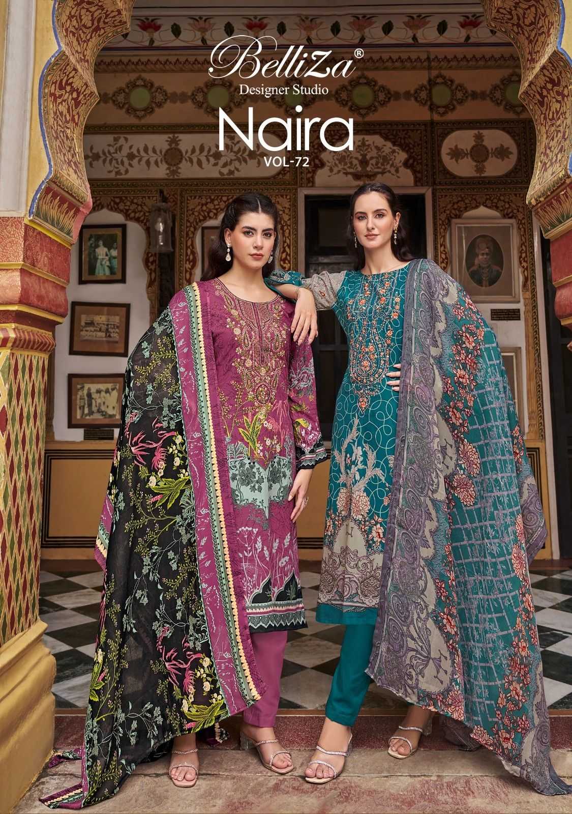 naira vol 72 by belliza designer cotton print daily wear pakistani dress material 