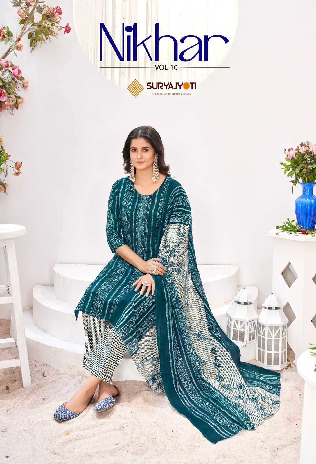 nikhar vol 10 by suryajyoti  cotton print readymade salwar suit 