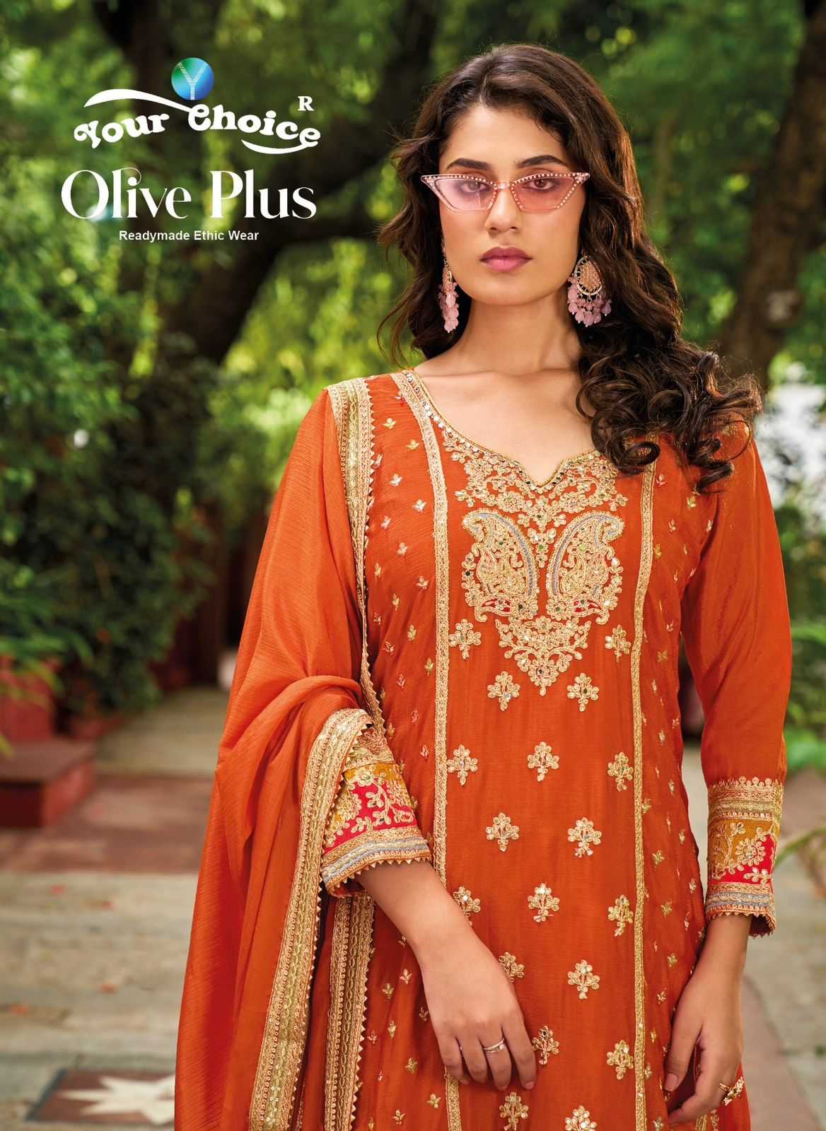 olive plus by your choice sharara style chinon readymade designer 3pcs dress 