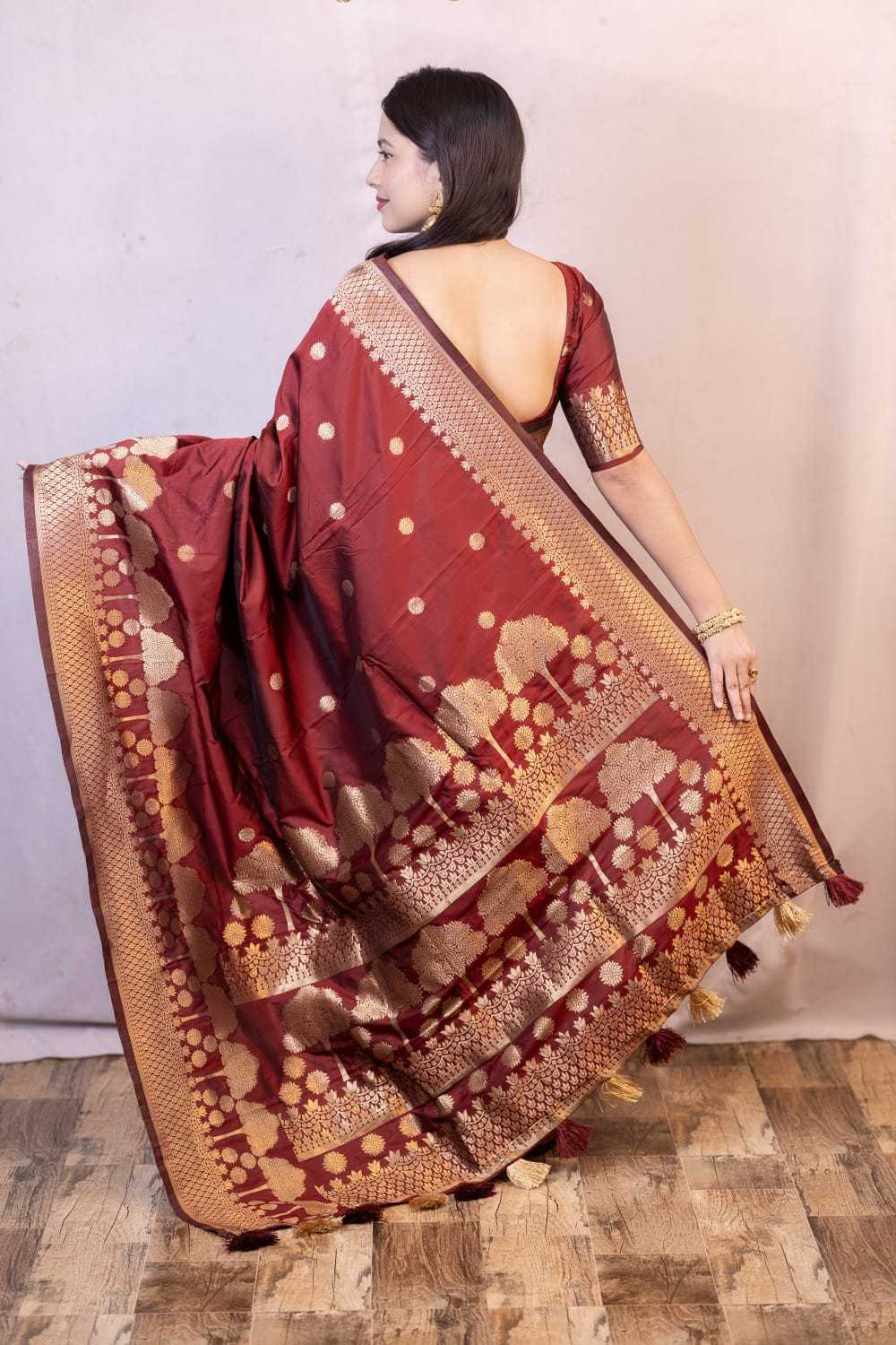 pr kc 180 banarasi tree design soft silk saree with blouse