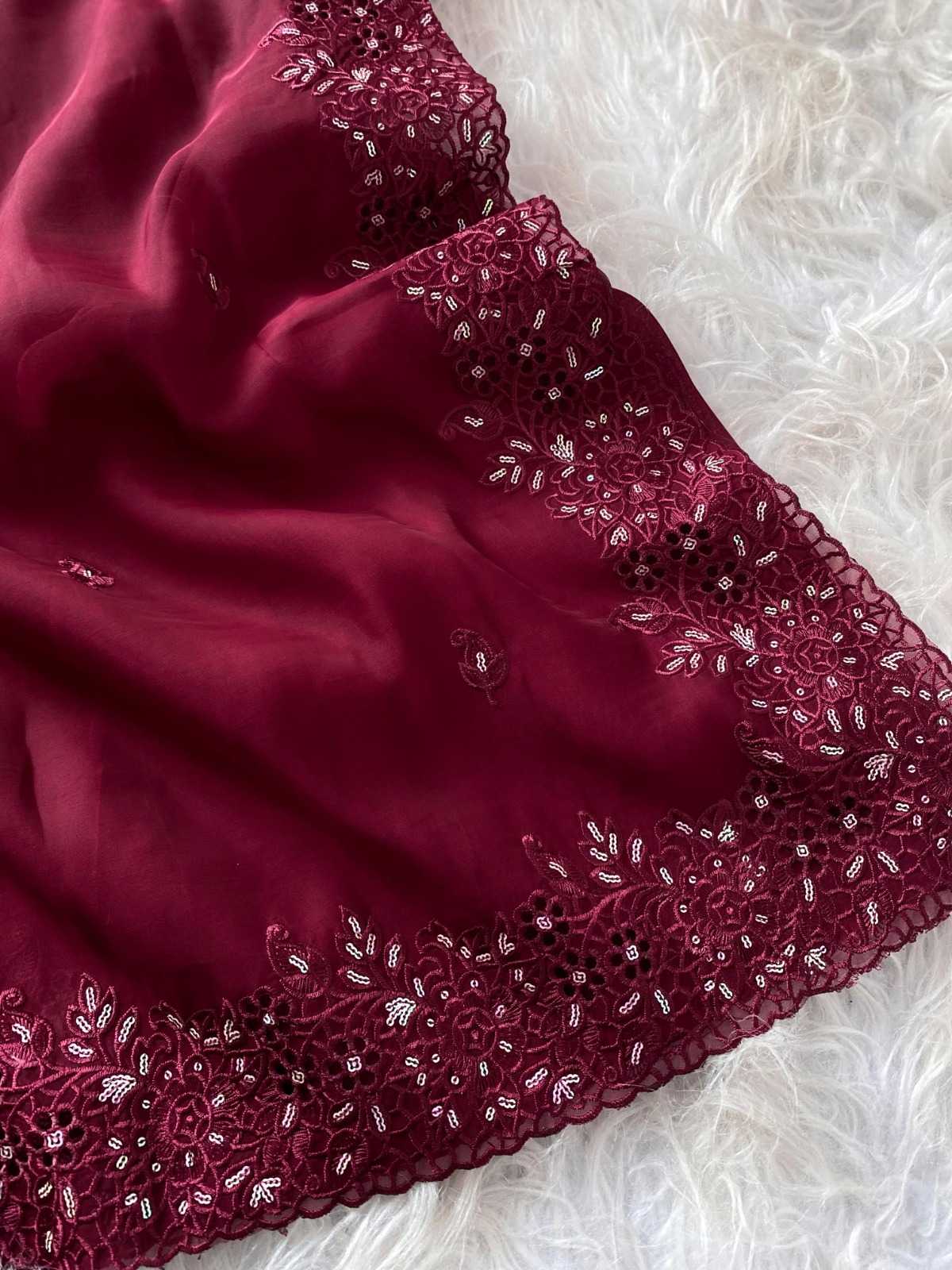 pr kc 3031 sequins work pure oxy organza saree online