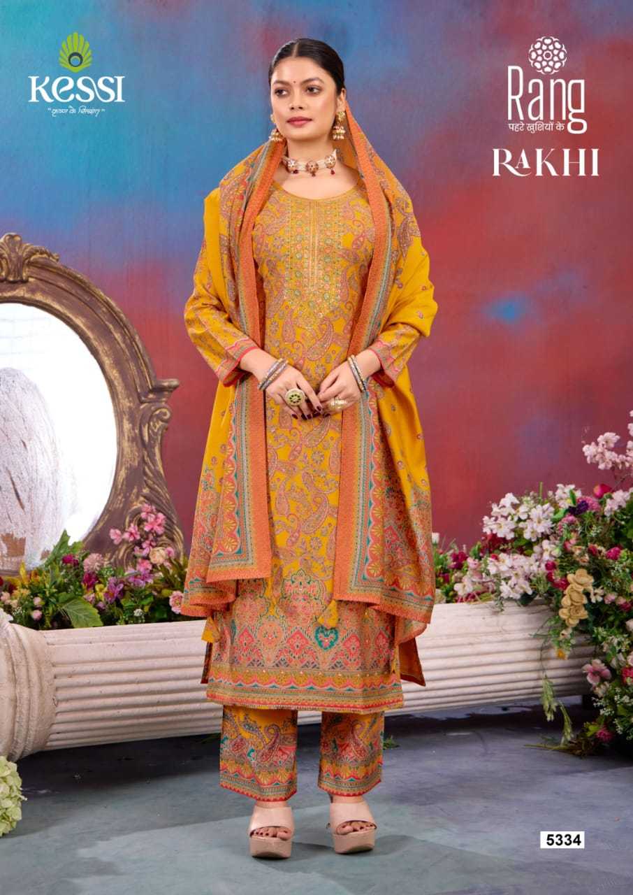 rakhi by rang muslin foil print beautiful readymade big size suits