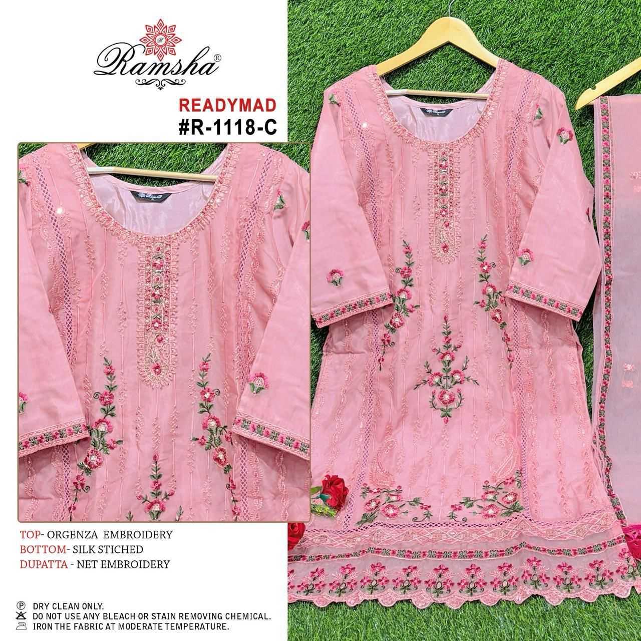 ramsha 1118 organza classic look full stitch pakistani suit 