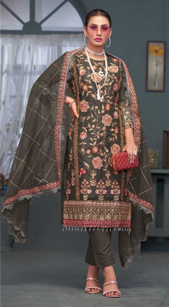 ramsha 1163 nx embroidery readymade organza ladies suits