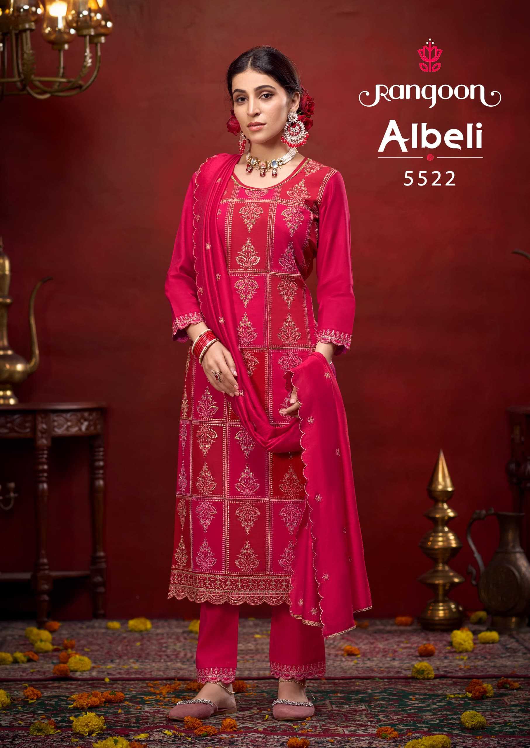 rangoon albeli beautiful unique colour readymade silk ladies suits